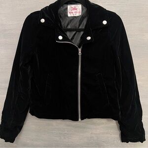 Justice Black Velvet‎ Motercycle Style Jacket Girl’s 14/16 Like New